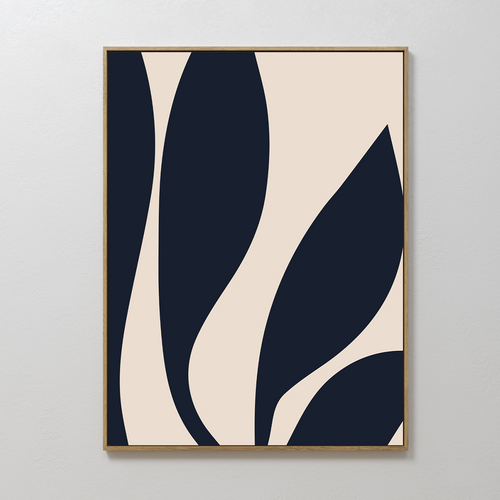 Midnight Foliage Whisper – blue botanical canvas wall art print by Aspire Prints