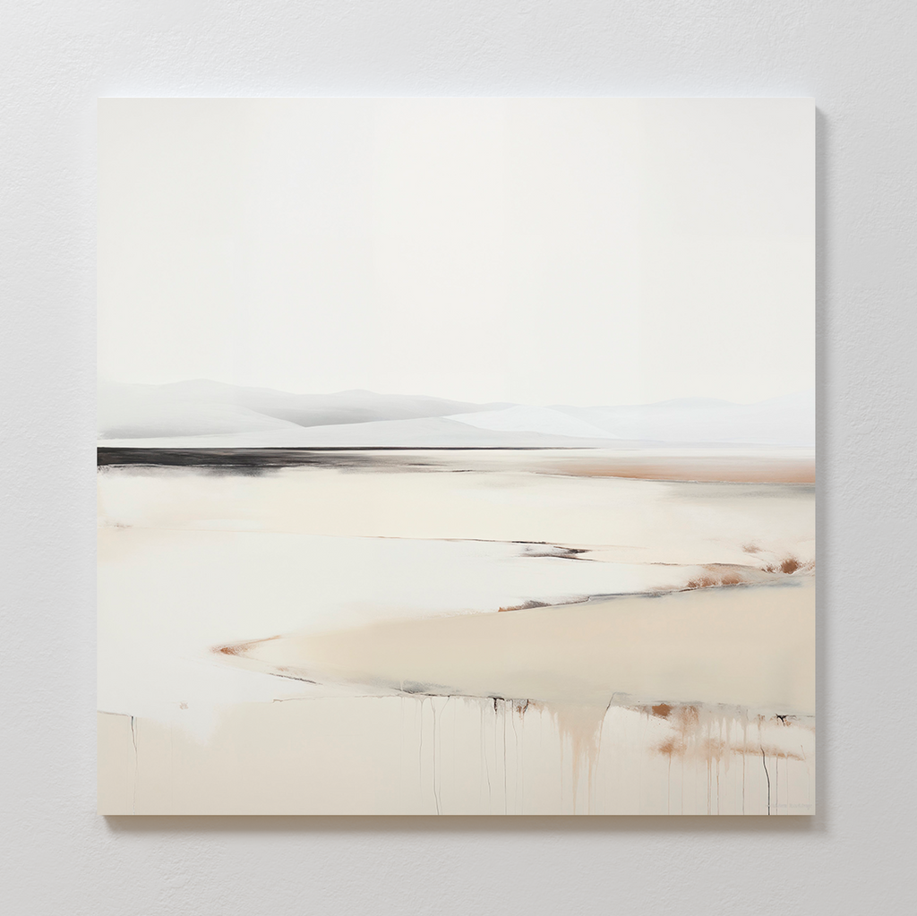 Whispering Hollow – beige and white landscape canvas wall art print by Aspire Prints