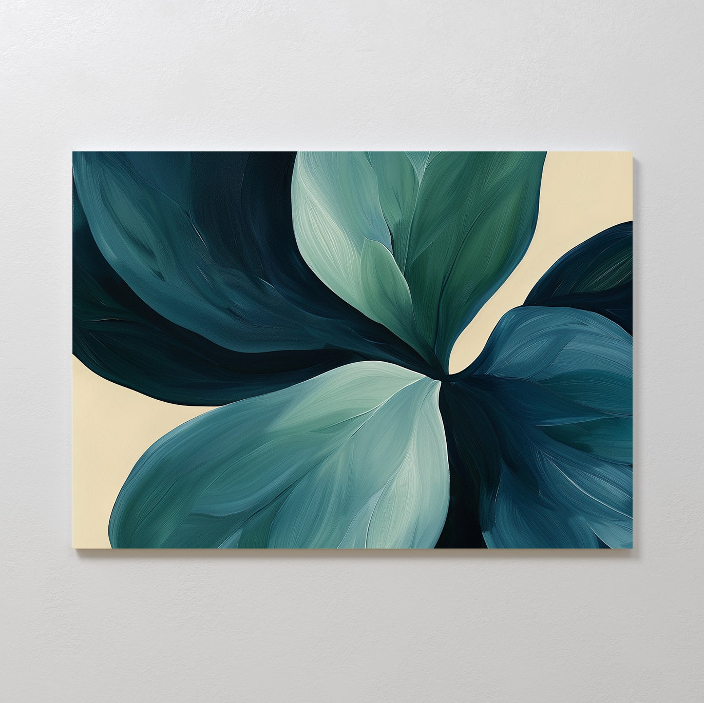 Verdant Whispers in Teal – blue botanical canvas wall art print by Aspire Prints