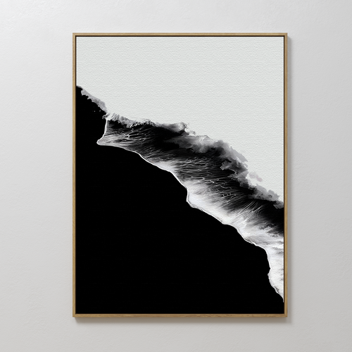 Midnight Tide Whispers – black coastal canvas wall art print by Aspire Prints