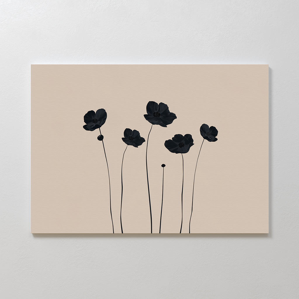Whispers in Bloom – beige and white botanical canvas wall art print by Aspire Prints