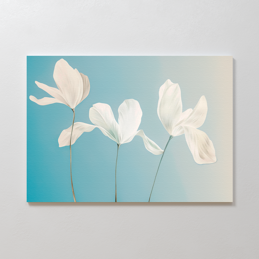Whispers of Bloom in Twilight – blue botanical canvas wall art print by Aspire Prints