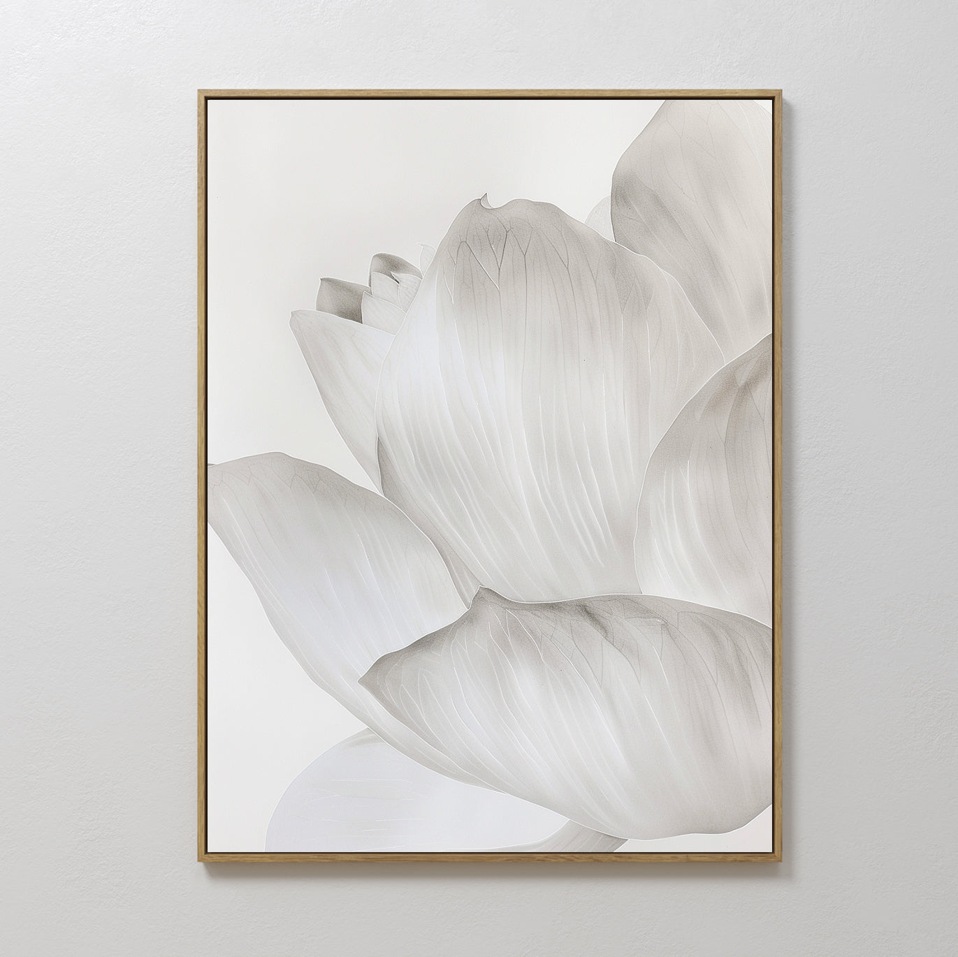 Whisper of Petals – beige and white botanical canvas wall art print by Aspire Prints
