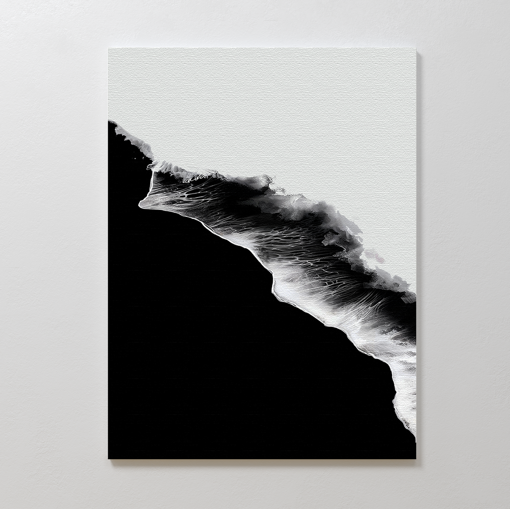 Midnight Tide Whispers – black coastal canvas wall art print by Aspire Prints