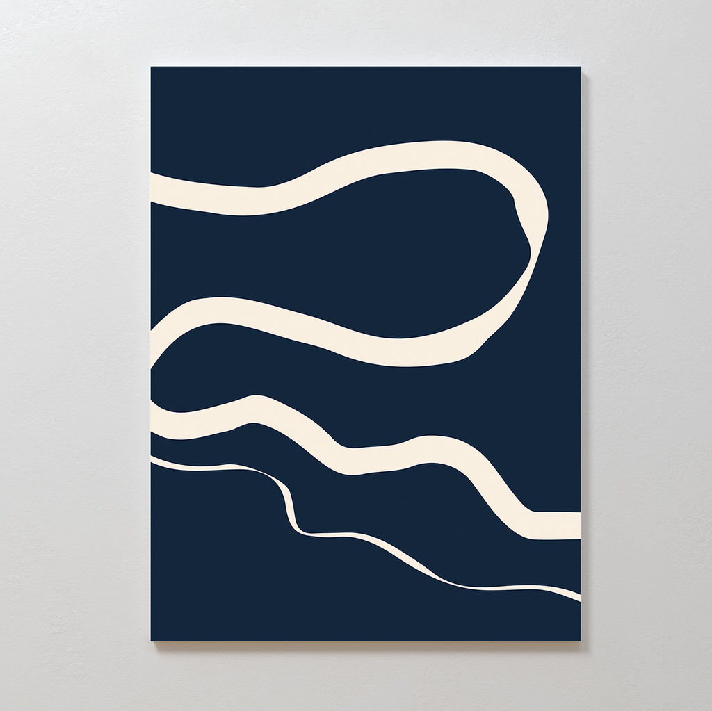 Whispers in Indigo – blue abstract canvas wall art print by Aspire Prints