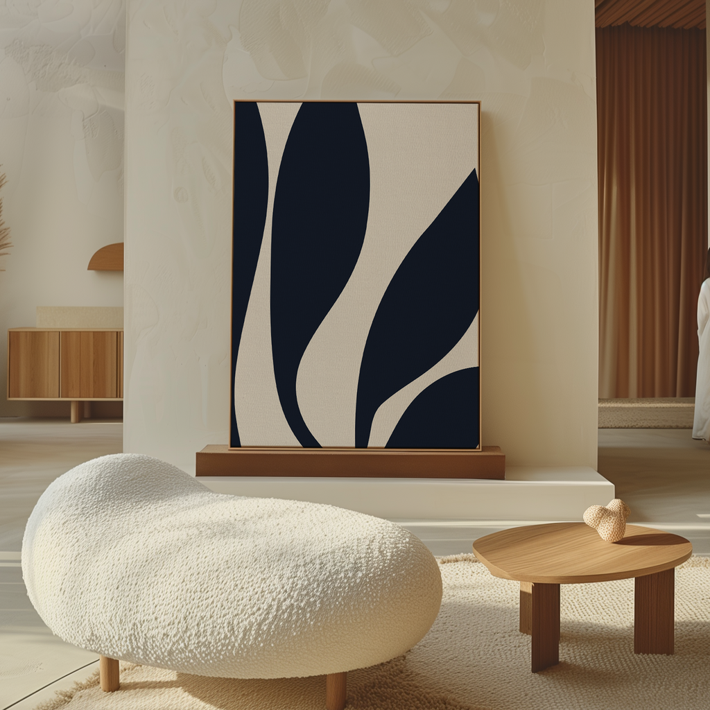 Midnight Foliage Whisper – blue botanical canvas wall art print by Aspire Prints