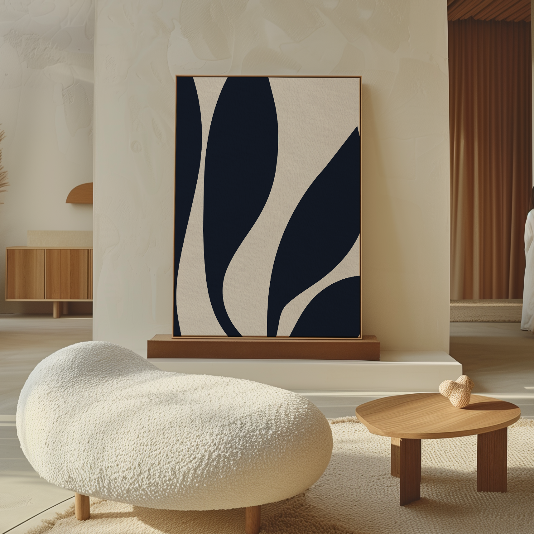 Midnight Foliage Whisper – blue botanical canvas wall art print by Aspire Prints