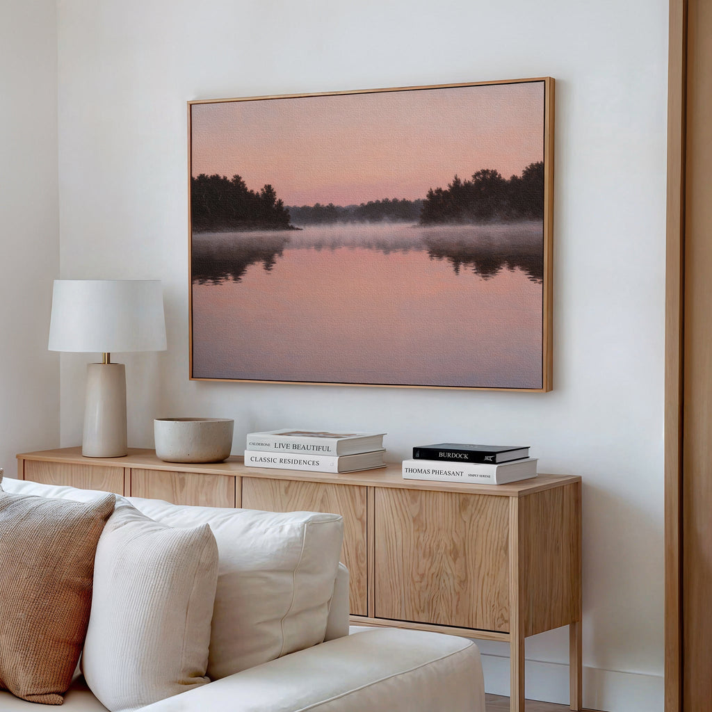 Whispers Across Rose Water Canvas Print – blush pink vintage canvas wall art print by Aspire Prints