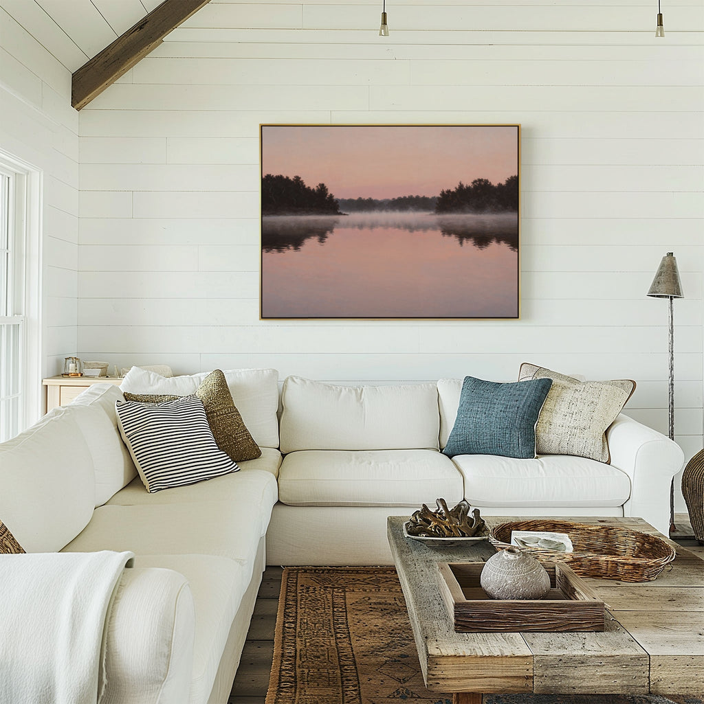 Whispers Across Rose Water Canvas Print – blush pink vintage canvas wall art print by Aspire Prints