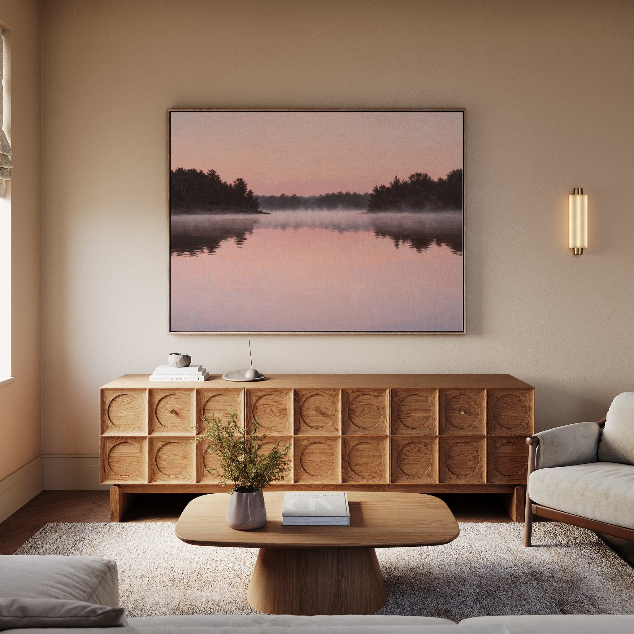 Whispers Across Rose Water Canvas Print – blush pink vintage canvas wall art print by Aspire Prints