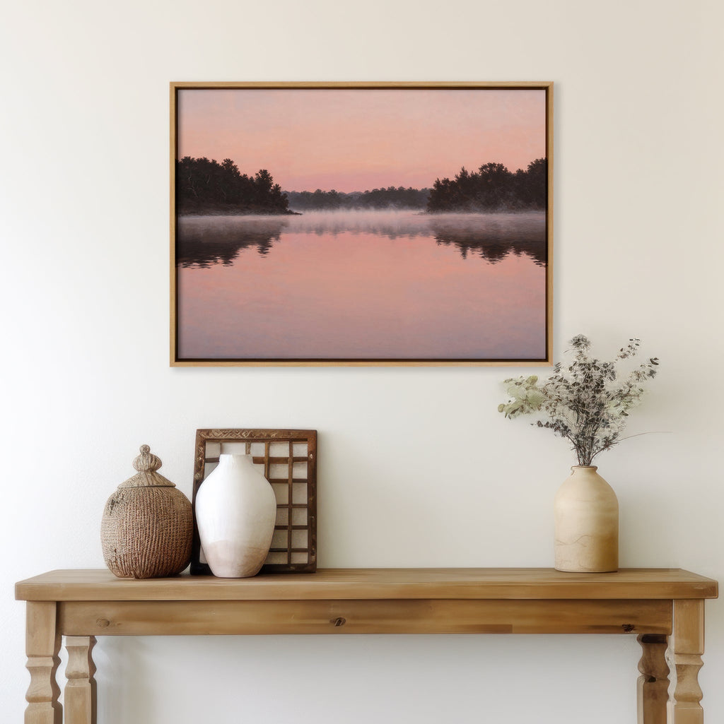 Whispers Across Rose Water Canvas Print – blush pink vintage canvas wall art print by Aspire Prints