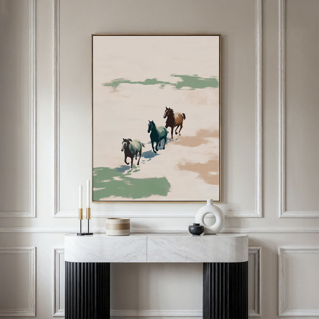 Wild Hearts at Dawn – neutral-toned wildlife canvas wall art print by Aspire Prints