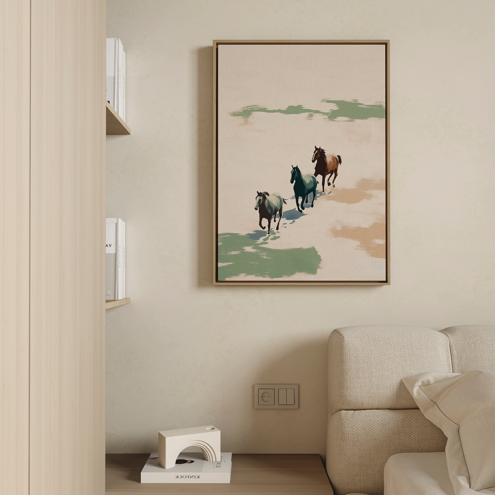 Wild Hearts at Dawn – neutral-toned wildlife canvas wall art print by Aspire Prints