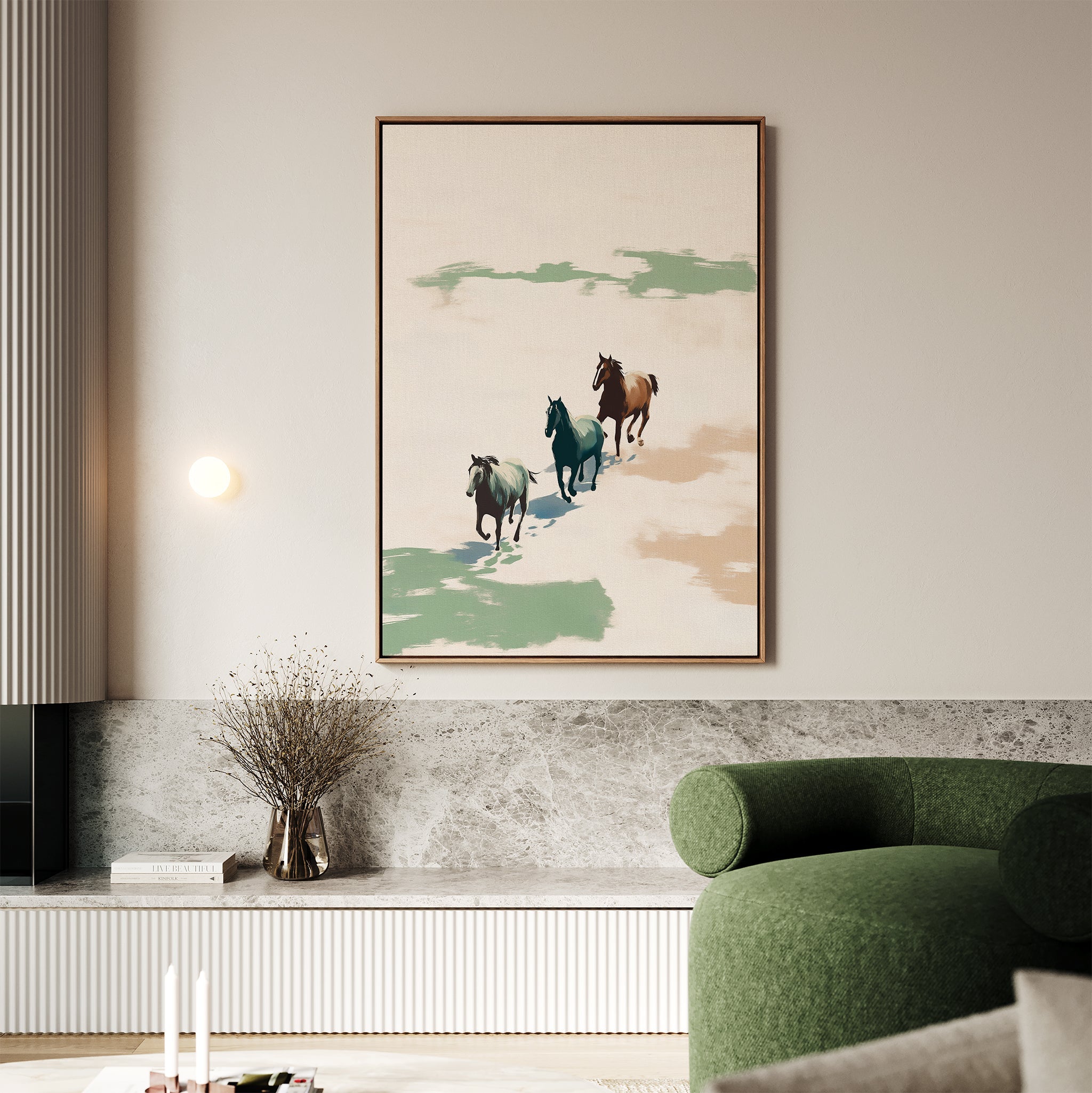Wild Hearts at Dawn – neutral-toned wildlife canvas wall art print by Aspire Prints