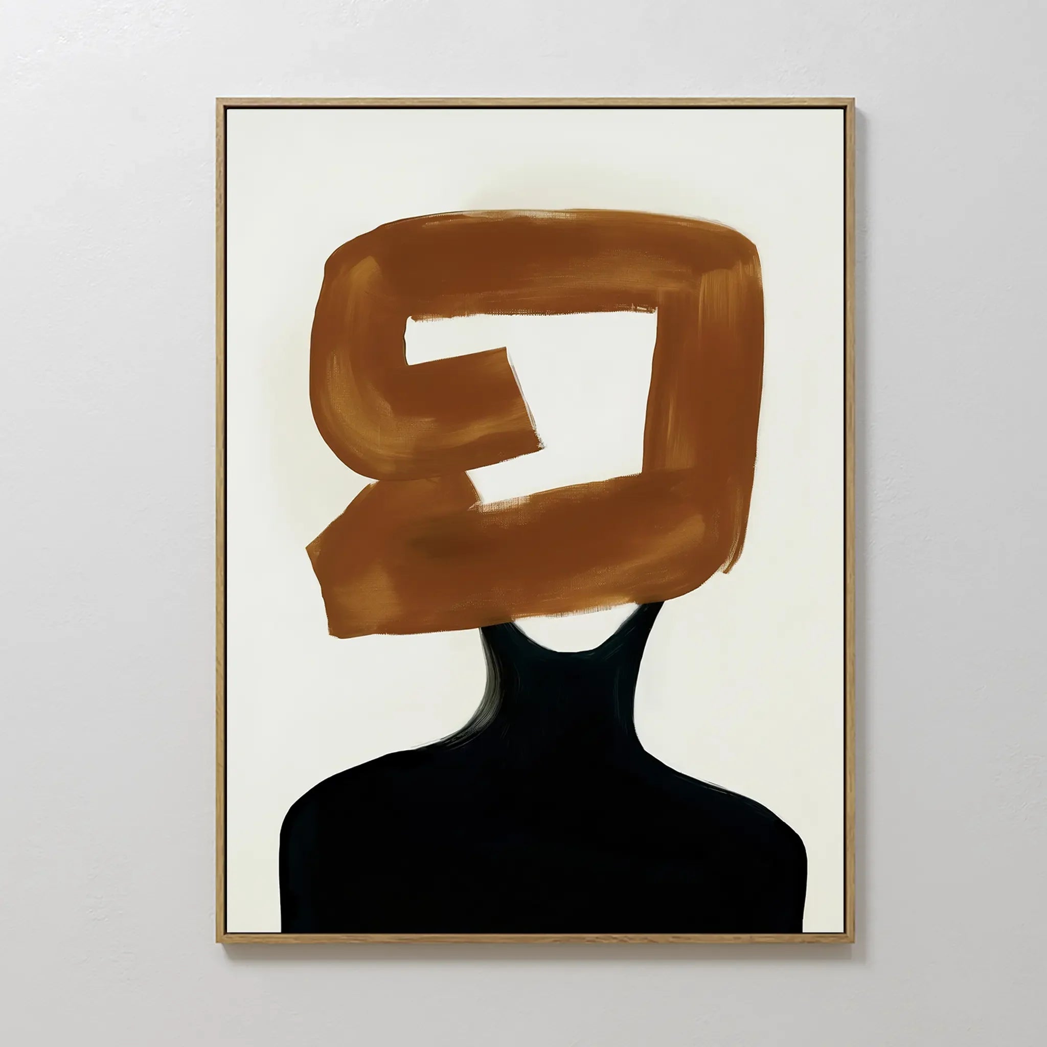 Umber Silhouette – earthy brown abstract canvas wall art print by Aspire Prints