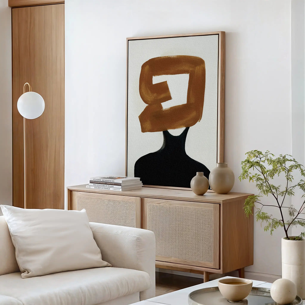 Umber Silhouette – earthy brown abstract canvas wall art print by Aspire Prints