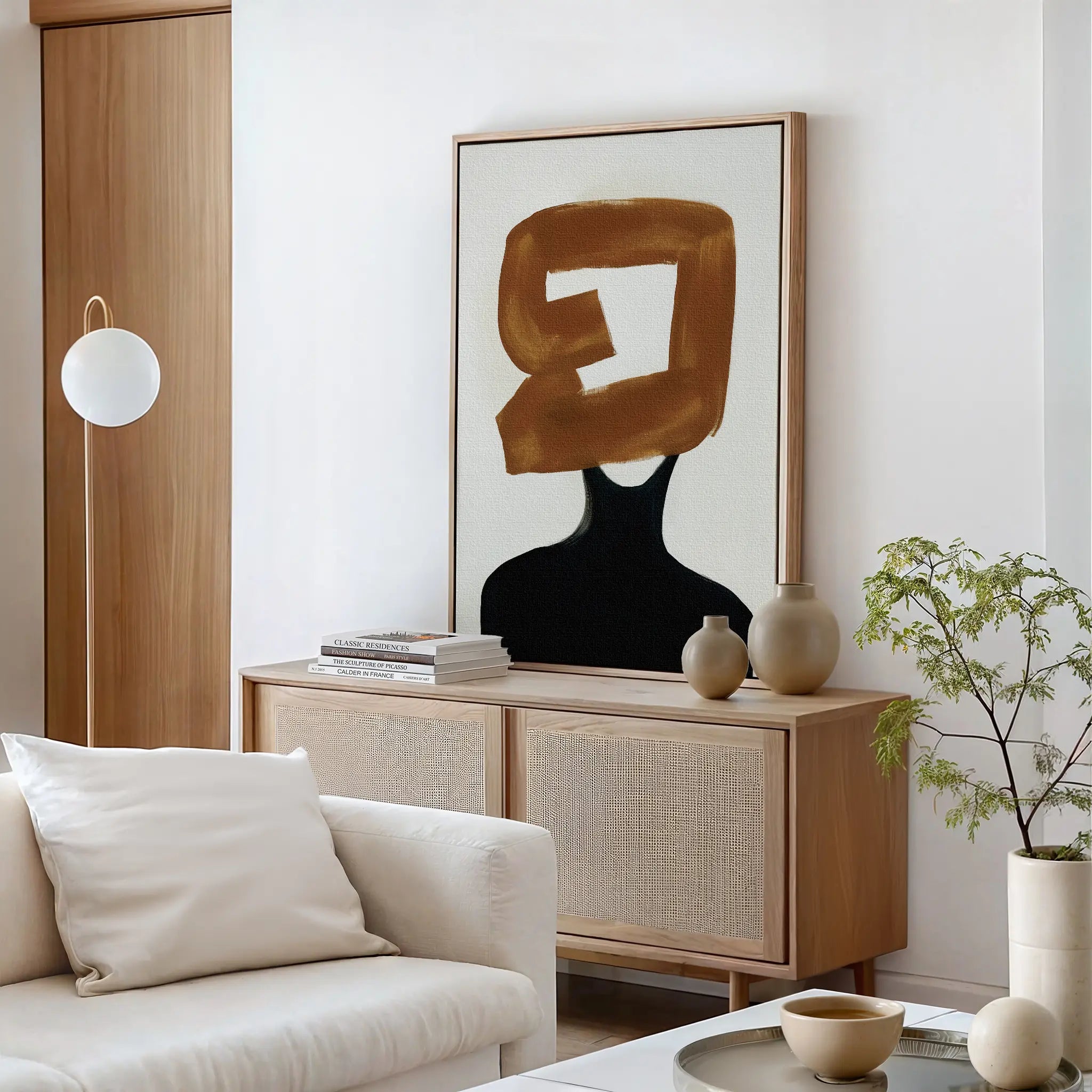 Umber Silhouette – earthy brown abstract canvas wall art print by Aspire Prints