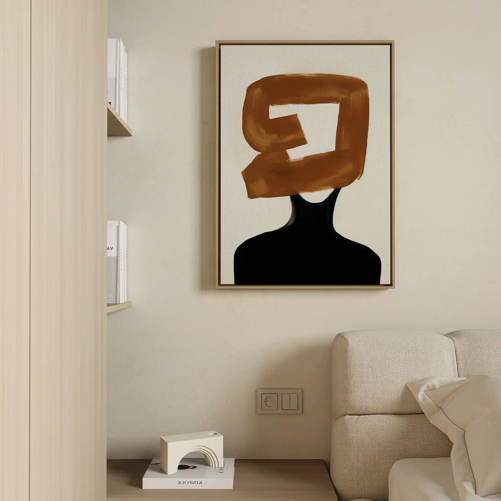 Umber Silhouette – earthy brown abstract canvas wall art print by Aspire Prints