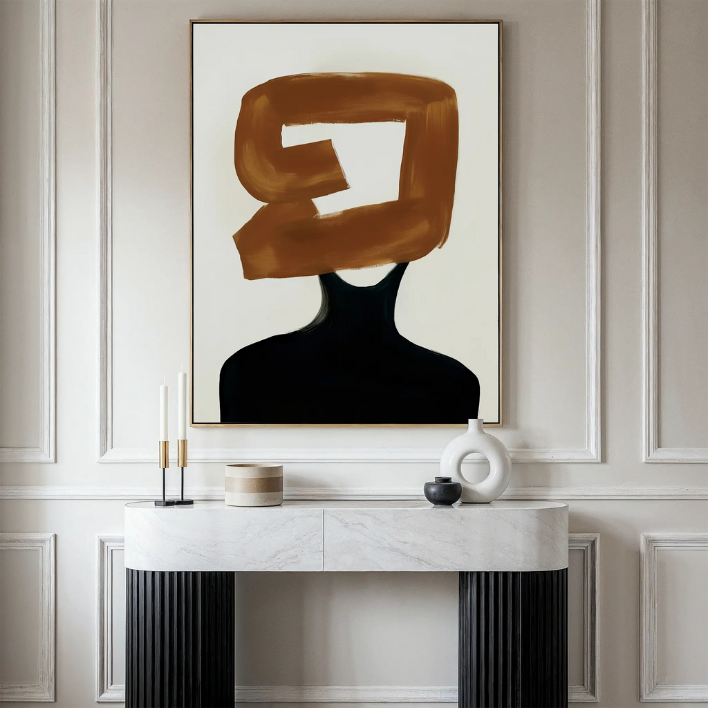 Umber Silhouette – earthy brown abstract canvas wall art print by Aspire Prints
