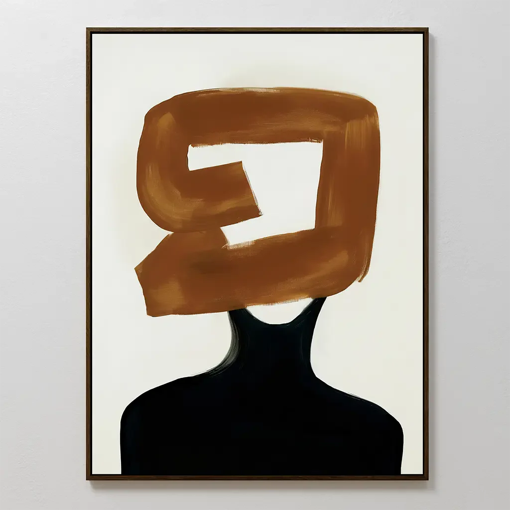 Umber Silhouette – earthy brown abstract canvas wall art print by Aspire Prints