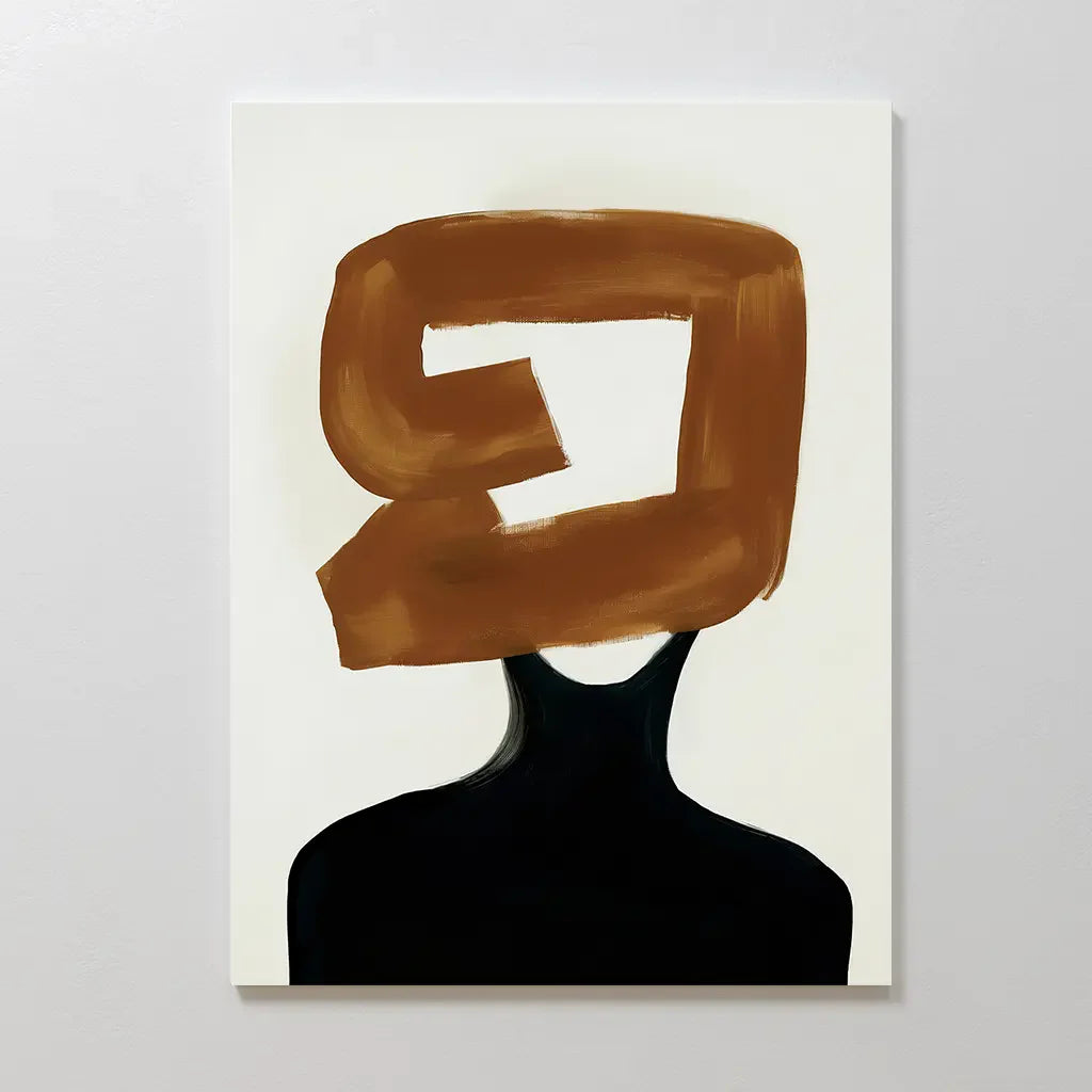 Umber Silhouette – earthy brown abstract canvas wall art print by Aspire Prints