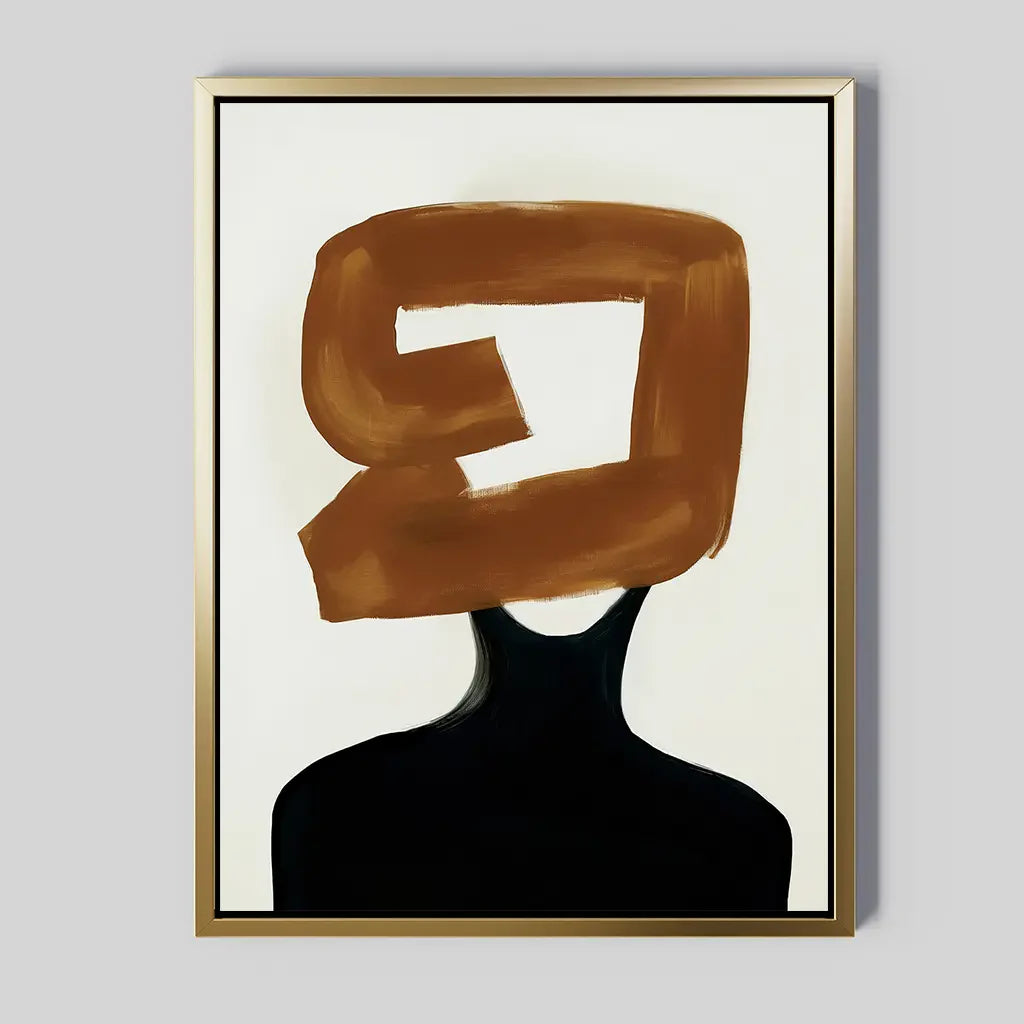 Umber Silhouette – earthy brown abstract canvas wall art print by Aspire Prints
