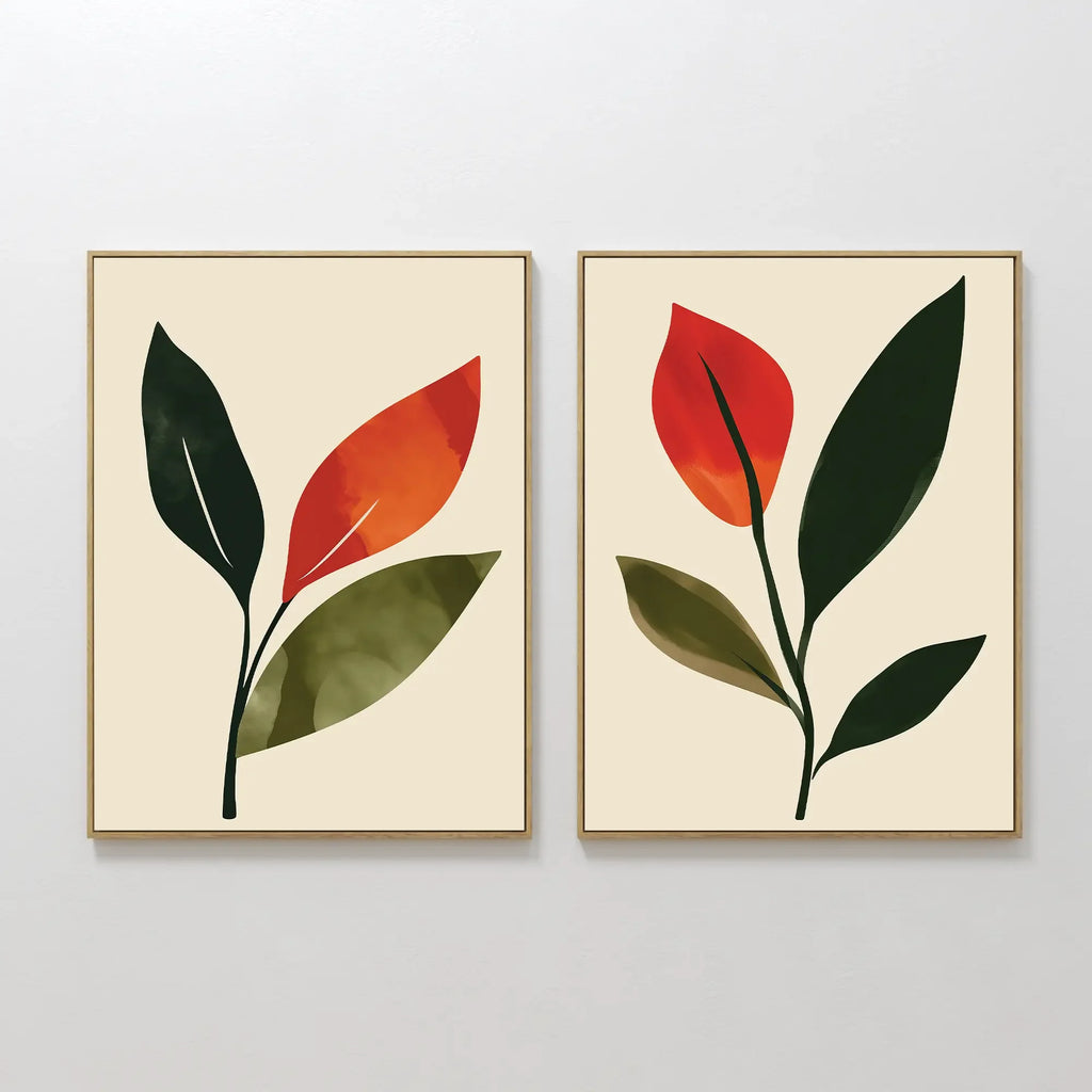 Whispers of the Wildwood – Set of 2 Canvas Prints set of 2 – green botanical canvas wall art by Aspire Prints