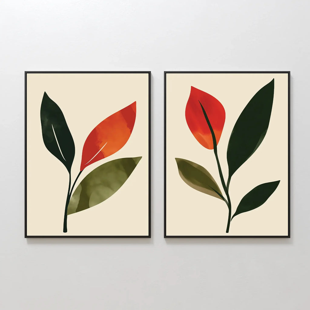 Whispers of the Wildwood – Set of 2 Canvas Prints set of 2 – green botanical canvas wall art by Aspire Prints