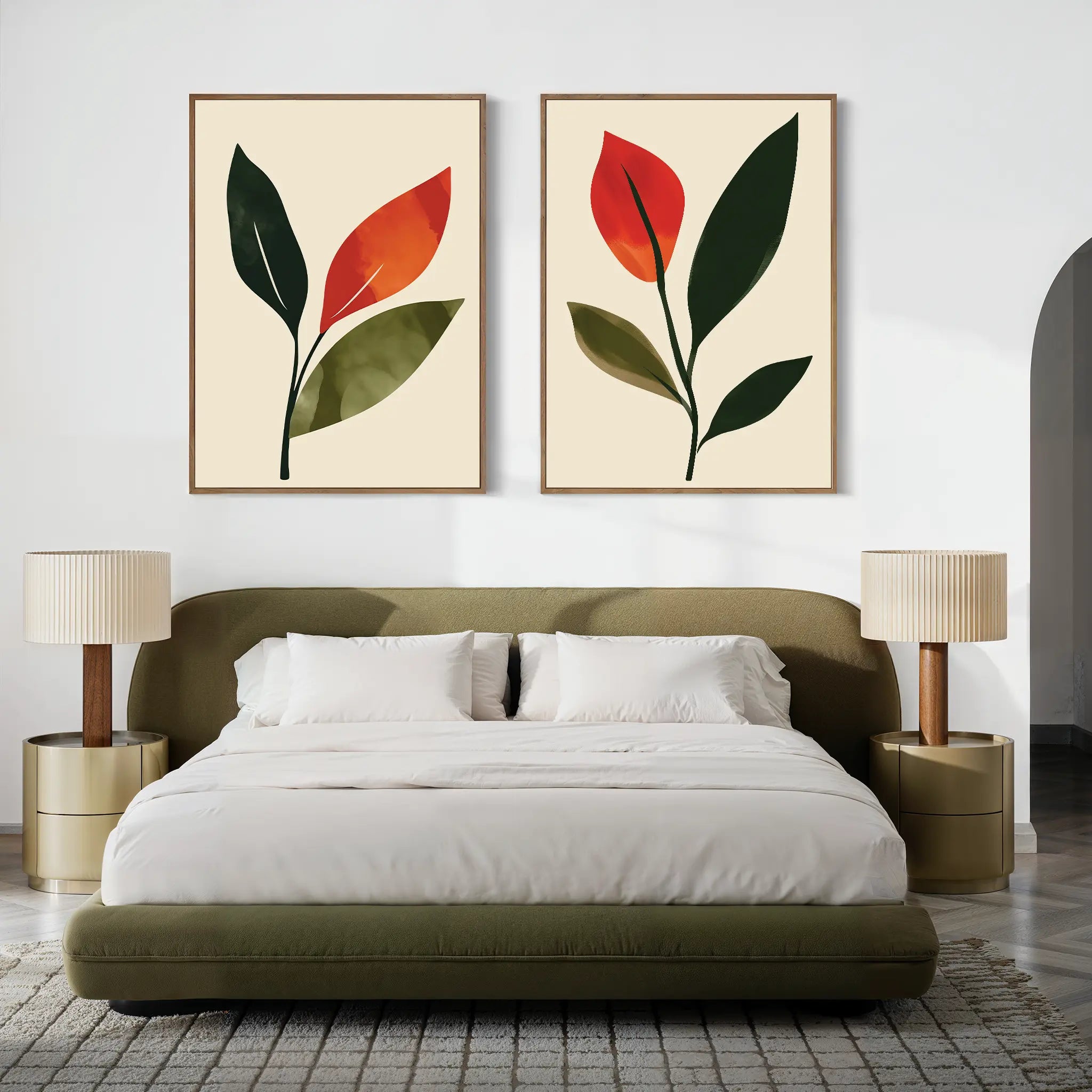 Whispers of the Wildwood – Set of 2 Canvas Prints set of 2 – green botanical canvas wall art by Aspire Prints