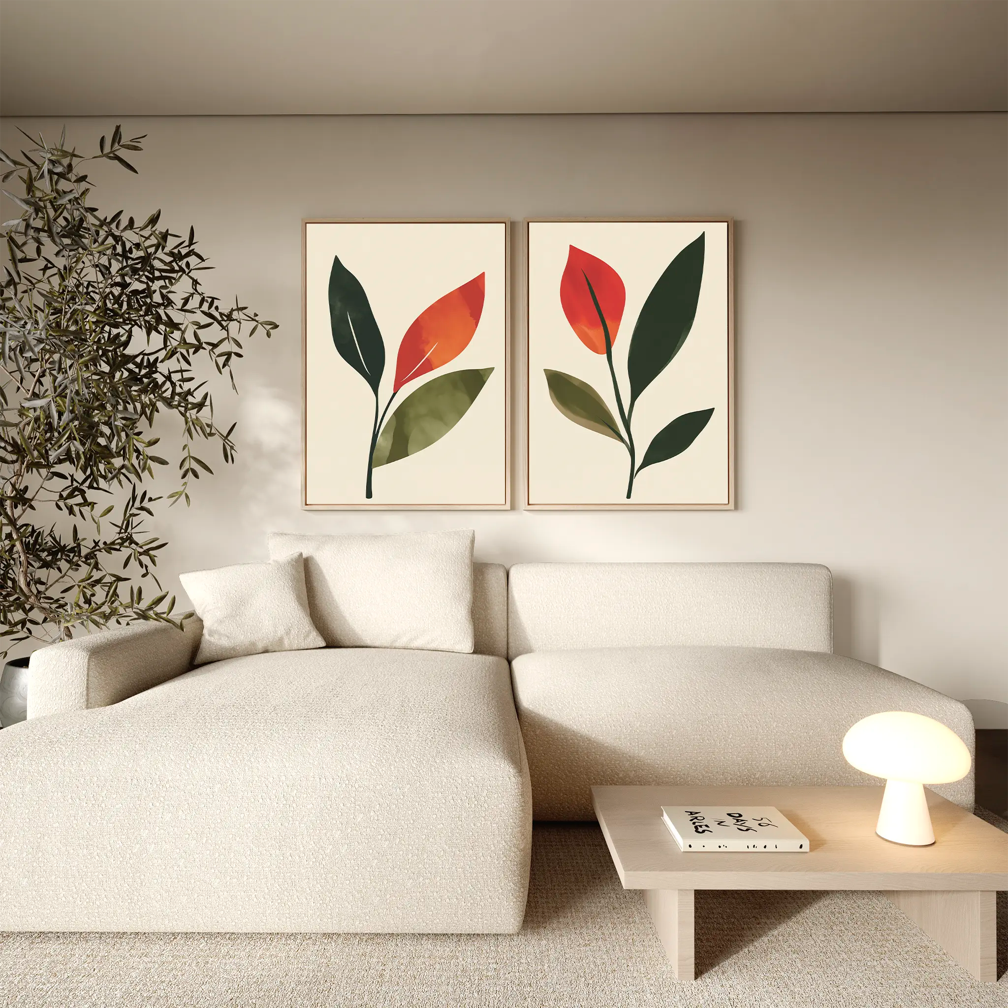Whispers of the Wildwood – Set of 2 Canvas Prints set of 2 – green botanical canvas wall art by Aspire Prints