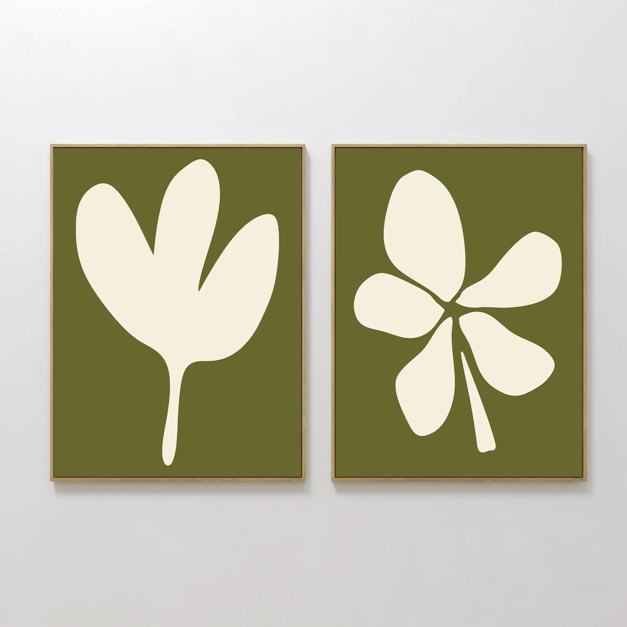 Whispers in Sage – Set of 2 Canvas Prints set of 2 – green botanical canvas wall art by Aspire Prints