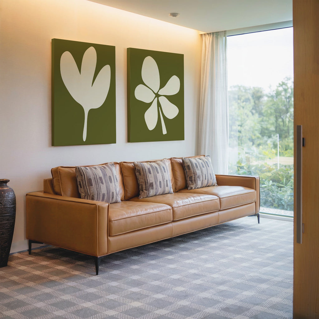 Whispers in Sage – Set of 2 Canvas Prints set of 2 – green botanical canvas wall art by Aspire Prints