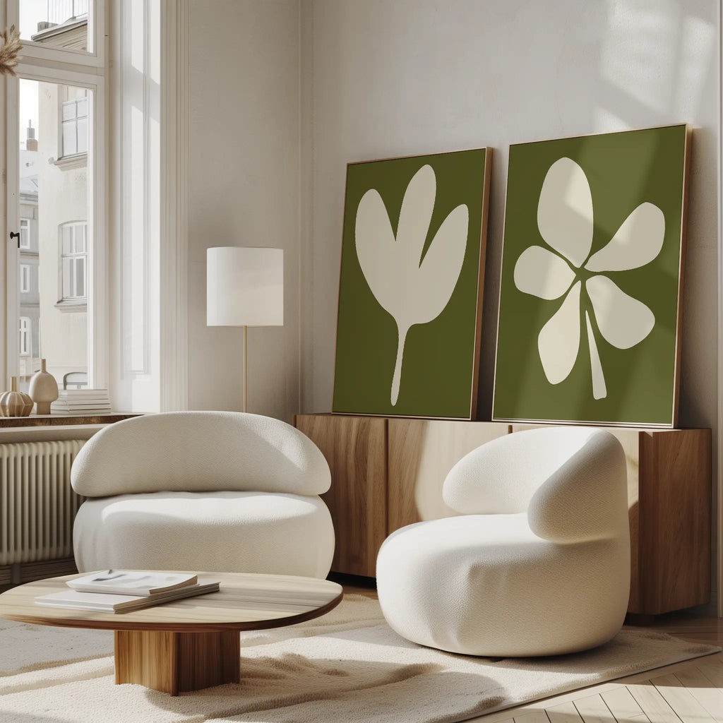Whispers in Sage – Set of 2 Canvas Prints set of 2 – green botanical canvas wall art by Aspire Prints