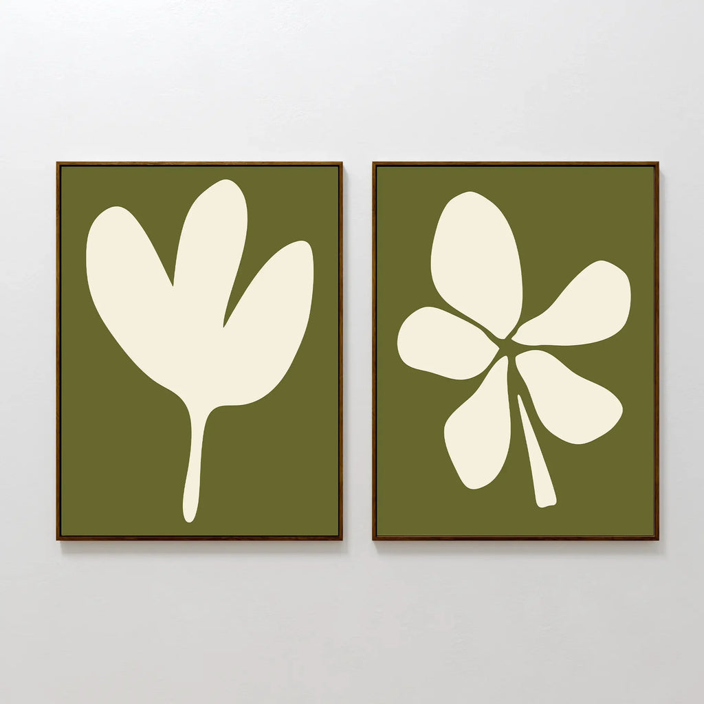 Whispers in Sage – Set of 2 Canvas Prints set of 2 – green botanical canvas wall art by Aspire Prints