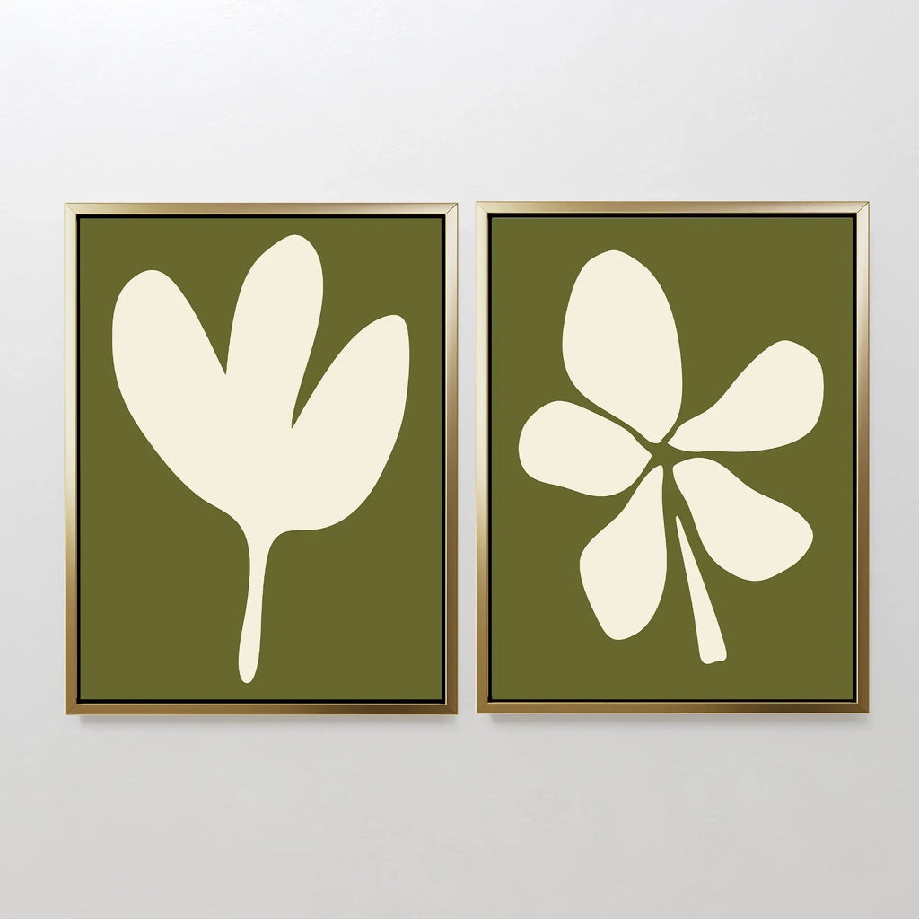 Whispers in Sage – Set of 2 Canvas Prints set of 2 – green botanical canvas wall art by Aspire Prints