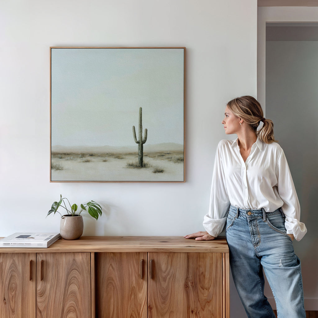 Sentinel of the Quiet Dawn – neutral-toned desert canvas wall art print by Aspire Prints