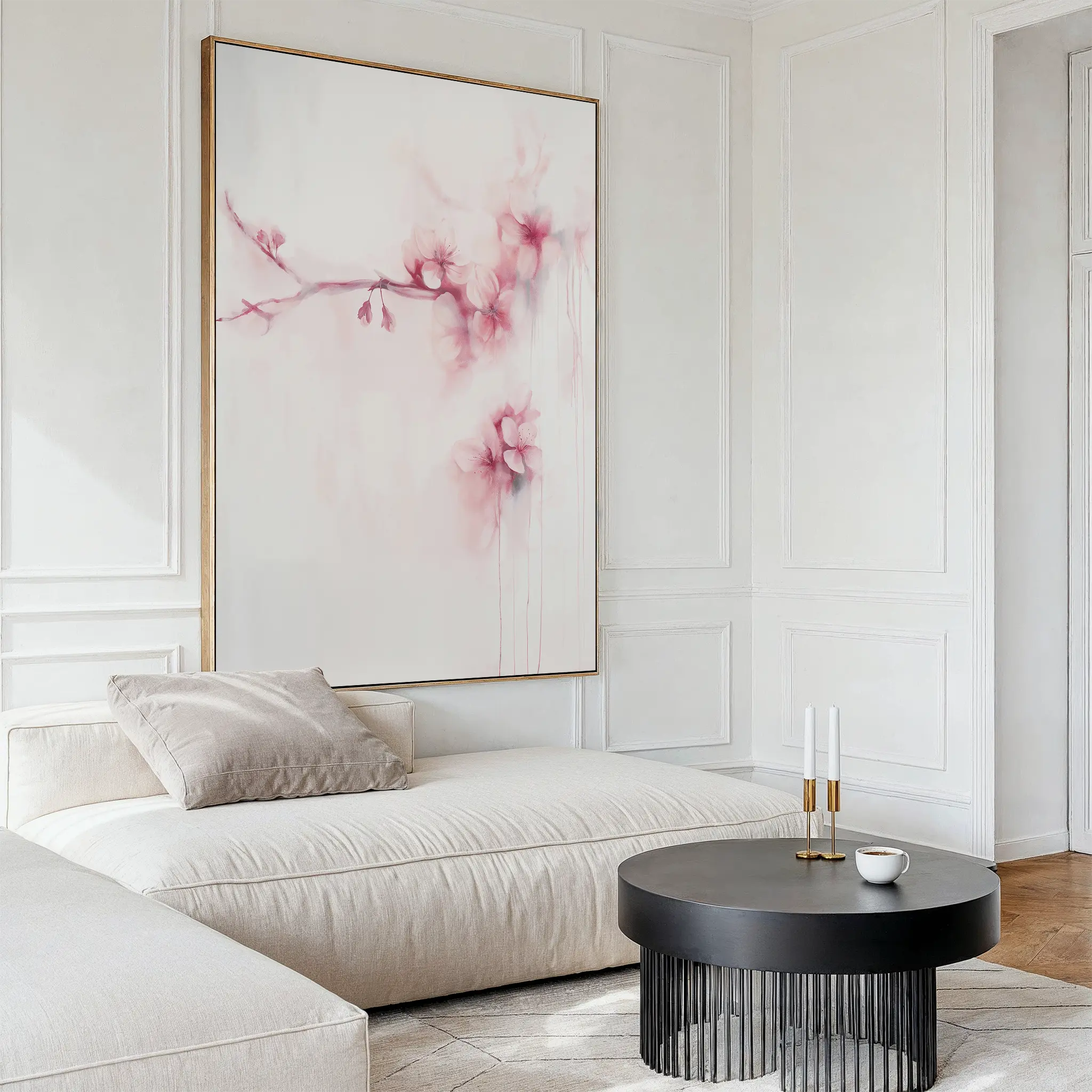 Whispers of Spring Canvas Print – blush pink botanical canvas wall art print by Aspire Prints