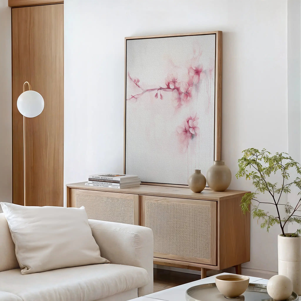 Whispers of Spring Canvas Print – blush pink botanical canvas wall art print by Aspire Prints