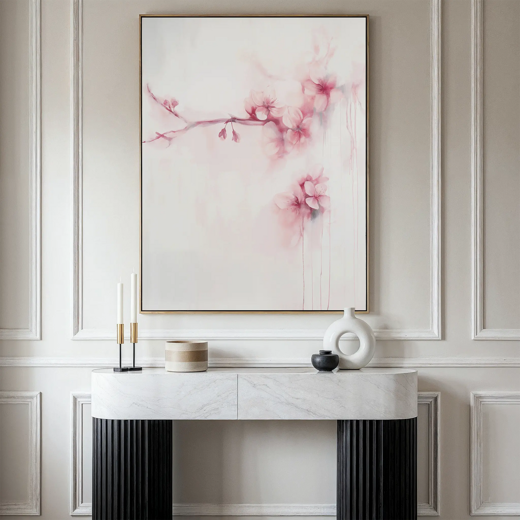 Whispers of Spring Canvas Print – blush pink botanical canvas wall art print by Aspire Prints
