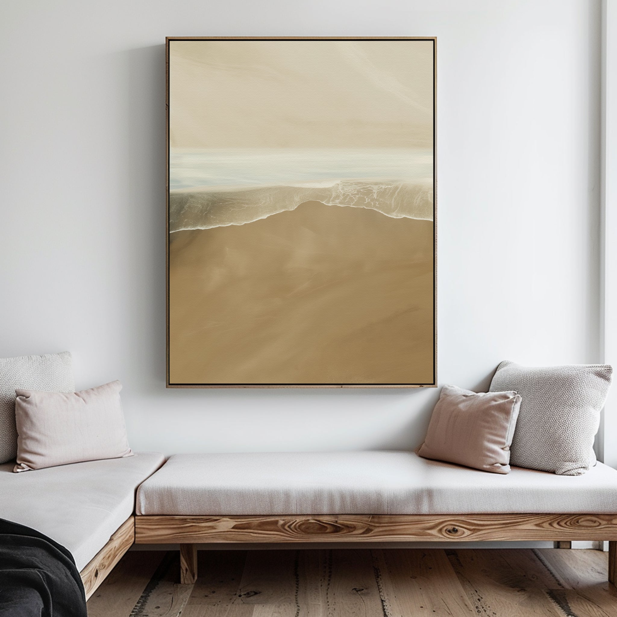 Whispers of the Shoreline Canvas Print – beige and white coastal canvas wall art print by Aspire Prints