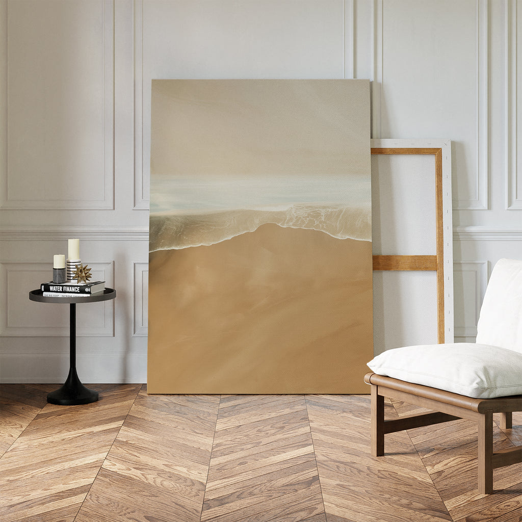 Whispers of the Shoreline Canvas Print – beige and white coastal canvas wall art print by Aspire Prints