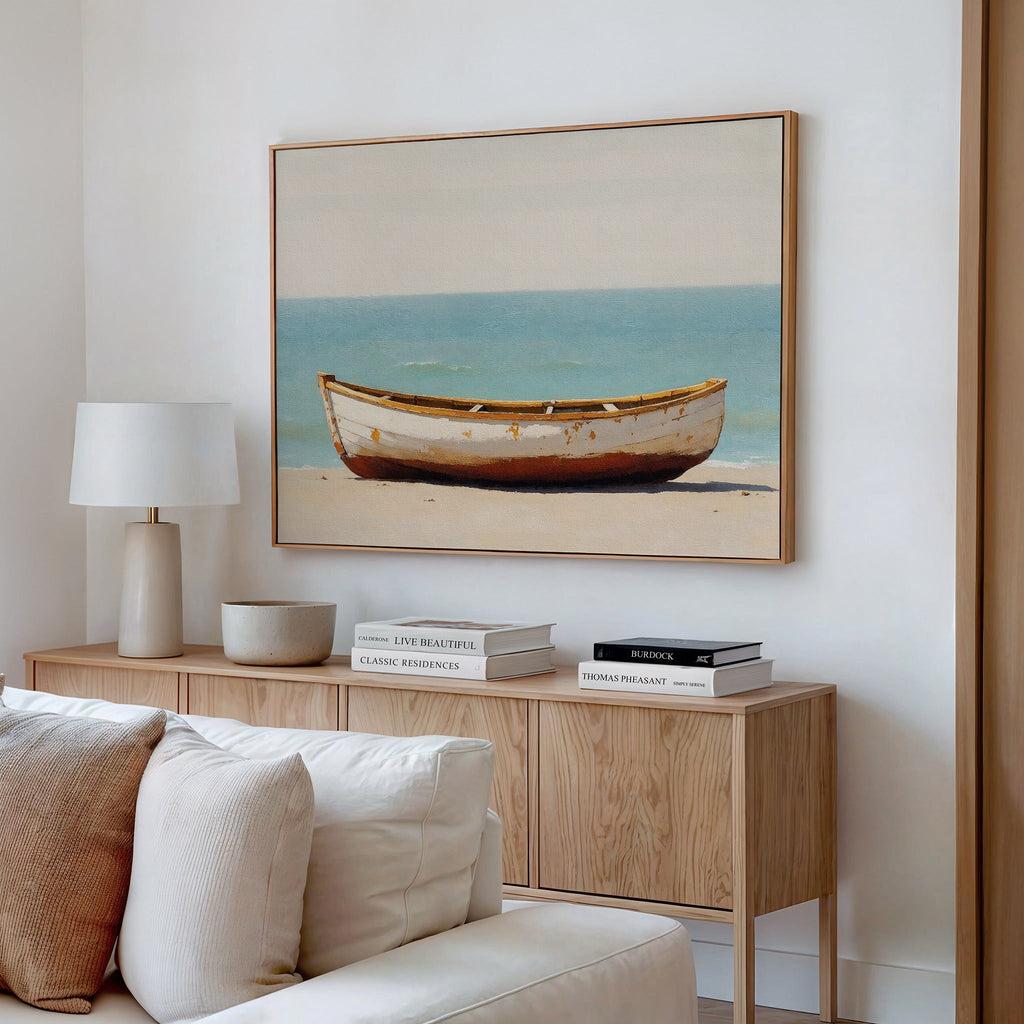 Tides of Stillness – neutral-toned vintage canvas wall art print by Aspire Prints