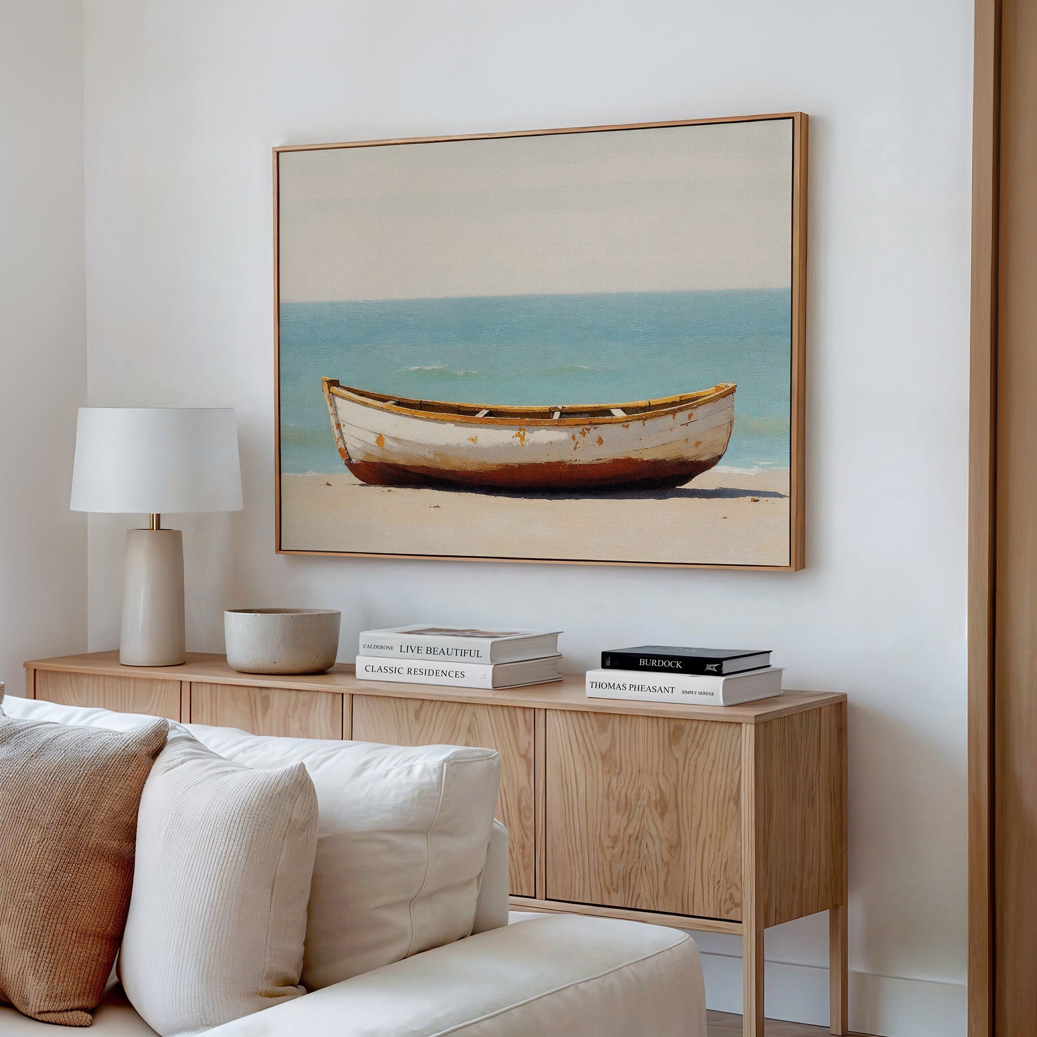 Tides of Stillness – neutral-toned vintage canvas wall art print by Aspire Prints