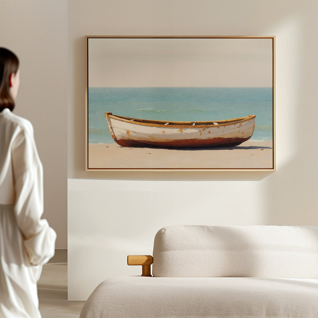 Tides of Stillness – neutral-toned vintage canvas wall art print by Aspire Prints
