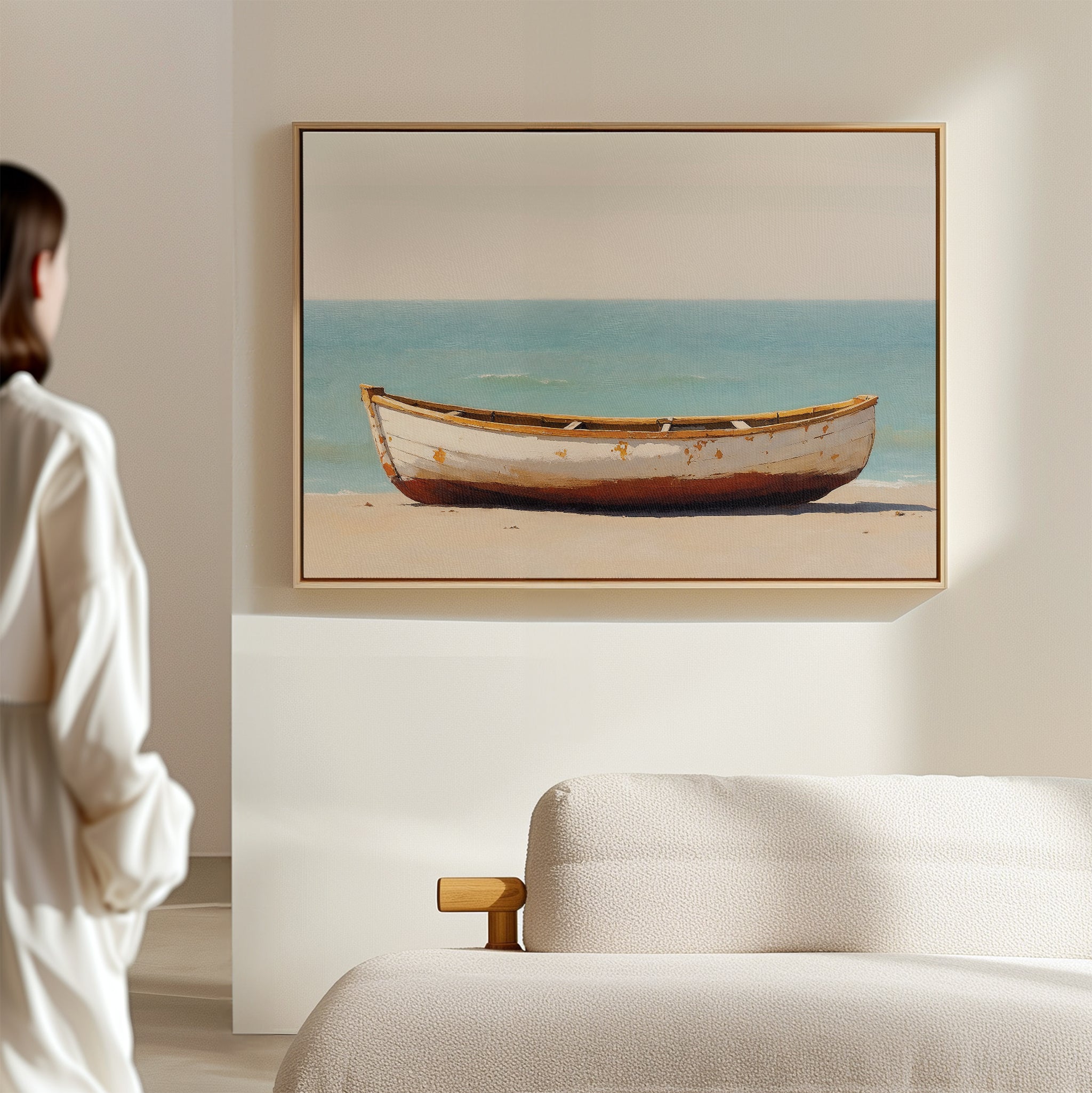 Tides of Stillness – neutral-toned vintage canvas wall art print by Aspire Prints