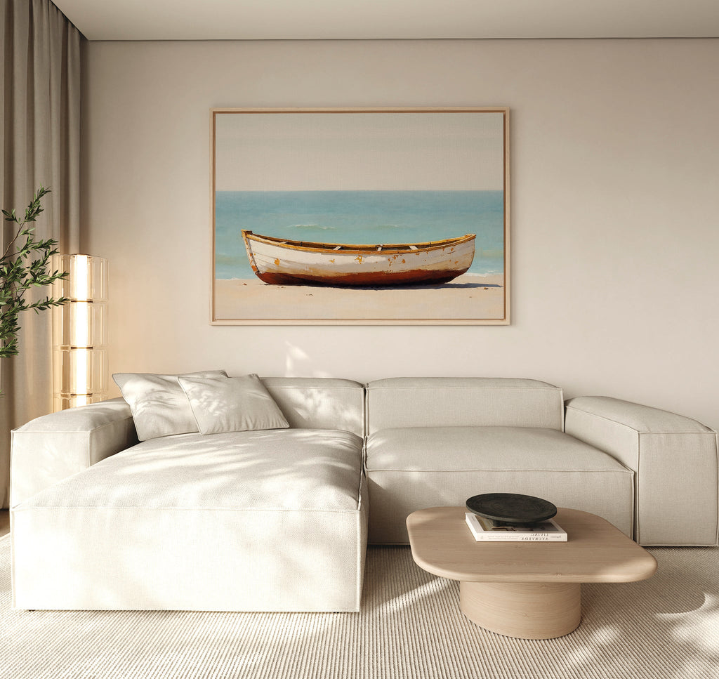 Tides of Stillness – neutral-toned vintage canvas wall art print by Aspire Prints