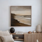Whispering Tide – earthy brown vintage canvas wall art print by Aspire Prints