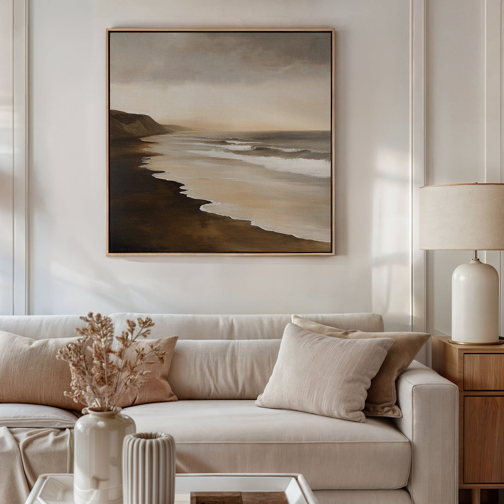 Whispering Tide – earthy brown vintage canvas wall art print by Aspire Prints