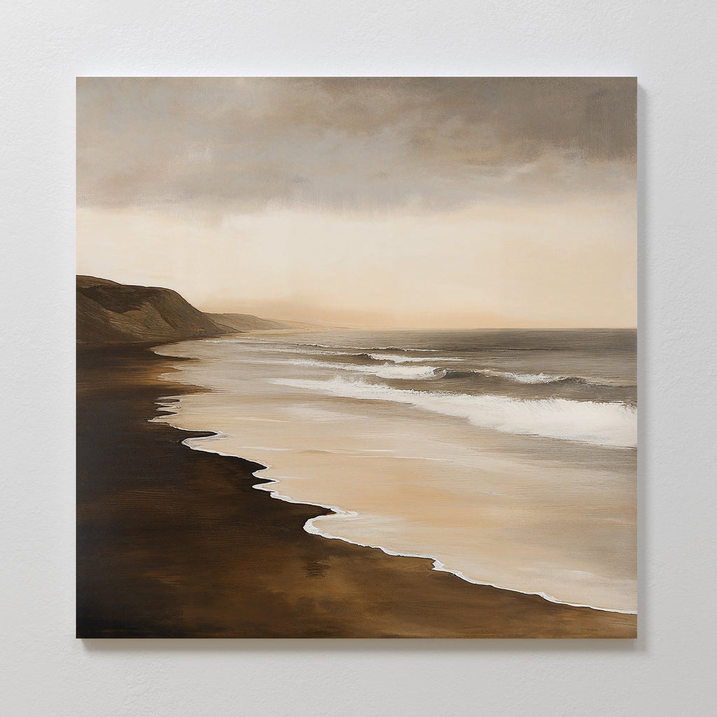 Whispering Tide – earthy brown vintage canvas wall art print by Aspire Prints