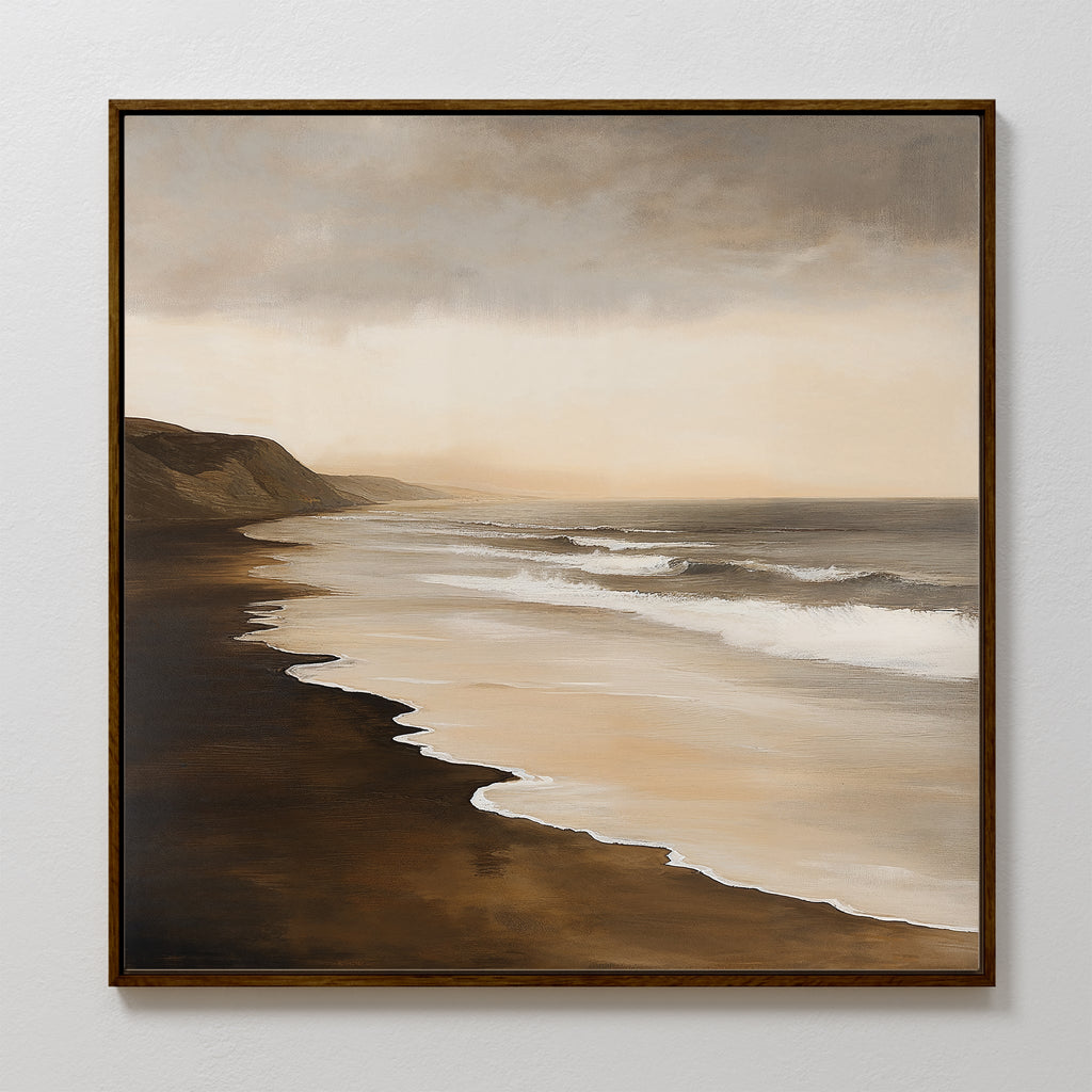 Whispering Tide – earthy brown vintage canvas wall art print by Aspire Prints
